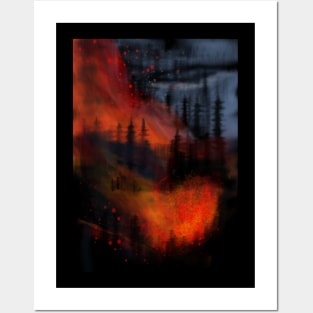 burning forest Posters and Art